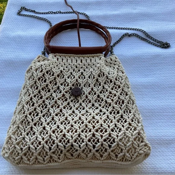 Patricia Nash Cream and Brown Crochet Tote - Picture 7 of 17
